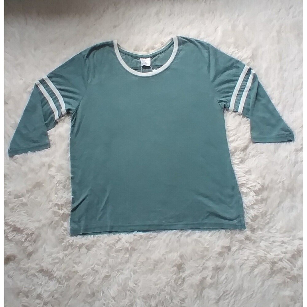 Exist Top Tee Olive Green Burnout Semi Sheer 3/4 Sleeve Stretch Lightweight XL